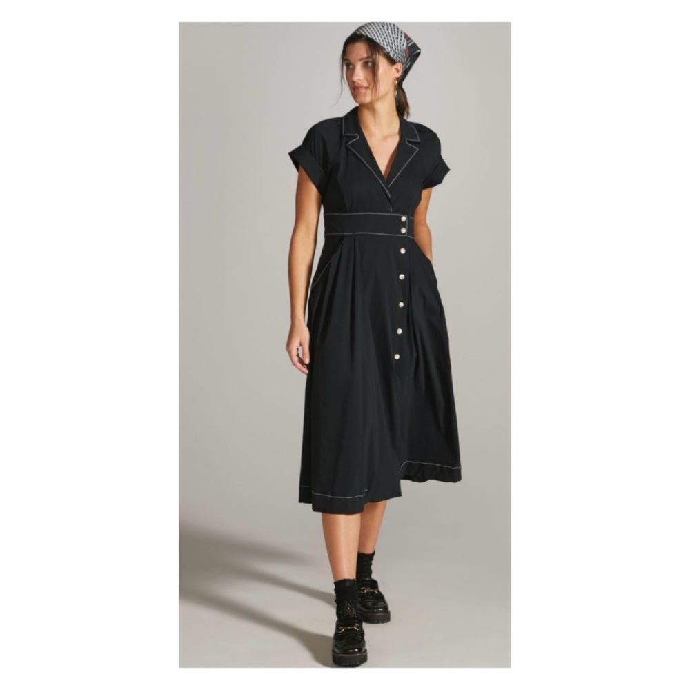 NWT Anthropologie Maeve Poplin Shirtdress in Black  Size 4